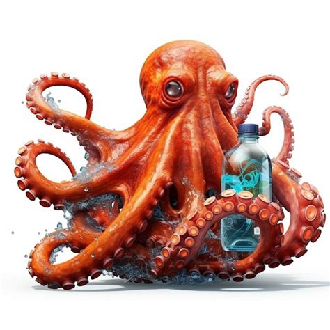 Premium Photo An Octopus Holding A Plastic Bottle