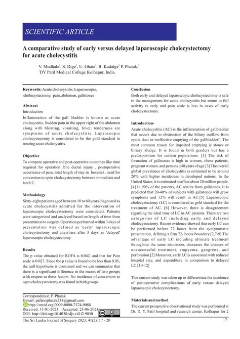 PDF A Domparative Study Of Early Versus Delayed Laparoscopic