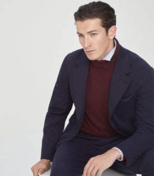 Mens Brunello Cucinelli Blue Gabardine Cavallo Deconstructed Blazer