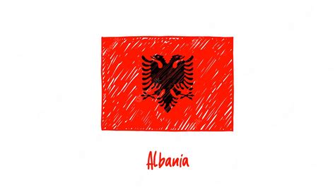 Premium Vector | Albania flag colored pencil or marker sketch vector