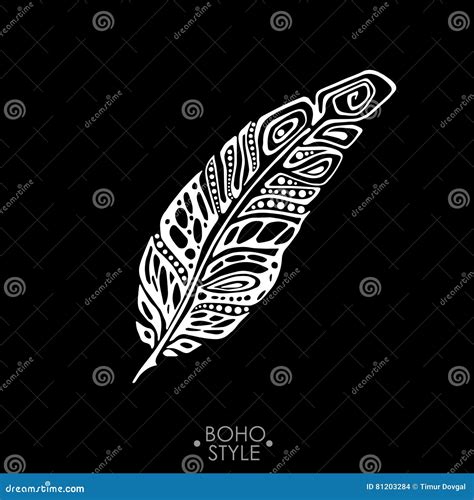 Indian Boho Feather Hand Drawn Stock Illustration Illustration Of