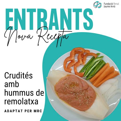 Crudités con hummus de remolacha Fundació Renal Jaume Arnó