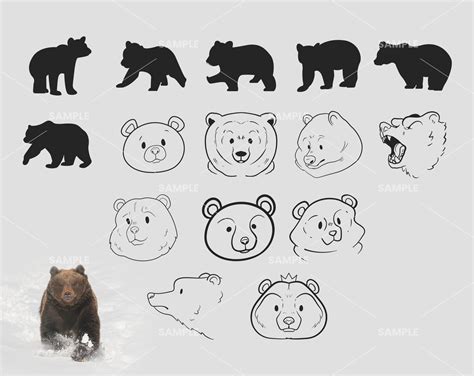 30 Bear SVG Bundle Bear Silhouette Svg, Bear Circut, Bear Silhouette ...