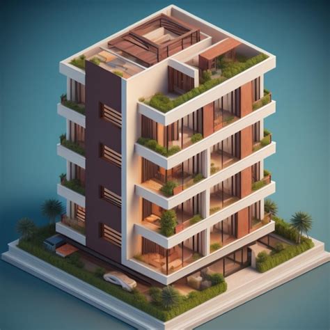 Premium Ai Image Isometric Highrise Building Created With Generative Ai