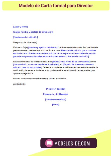 Modelo Carta Formal Para Un Director En Word Gratis