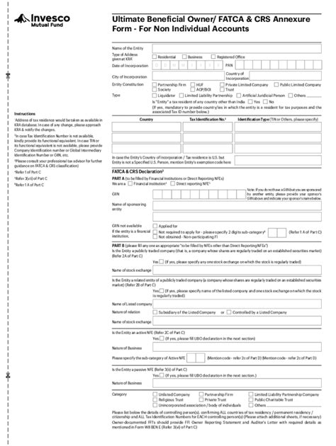 Fillable Online Fatca And Crs Annexure Form For Non Individual Accounts Fax Email Print Pdffiller