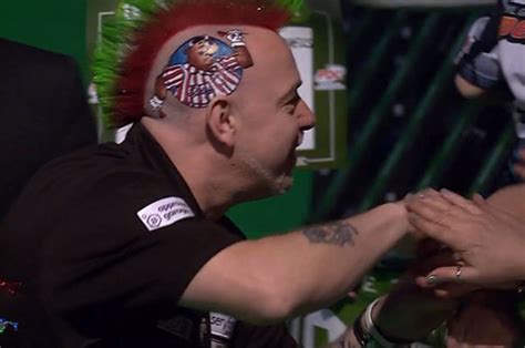 Peter Wright Hair Darts Star Has Bullseye Logo Painted On His Head In