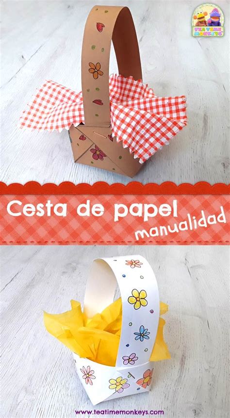 Cesta De Papel Manualidad Tea Time Monkeys Basket Craft