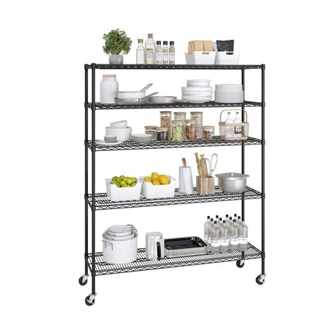 Seville Classics Ultradurable Black 5 Tier Nsf Certified Wire Steel Garage Storage Shelving Unit