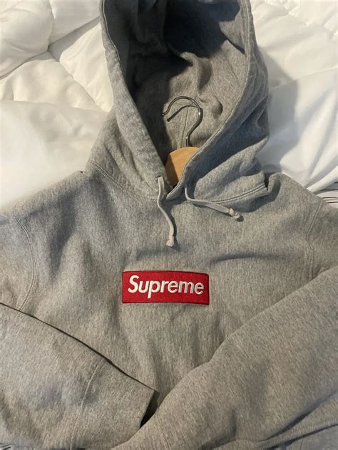 Grey Box Logo Hoodie Discount