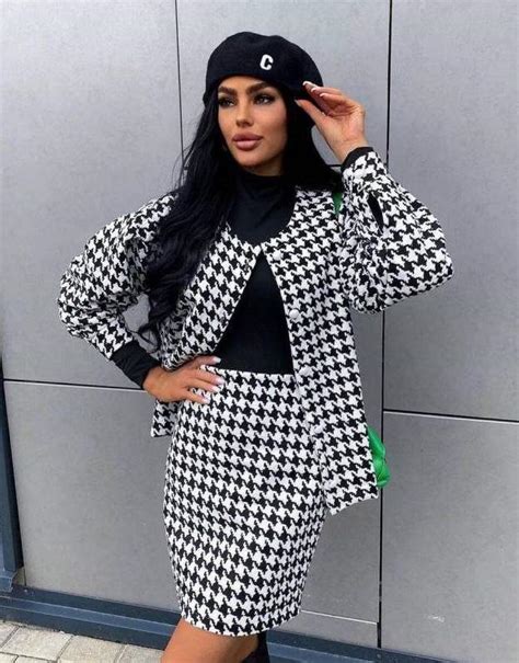 Стиль: Костюм женский гусиная лапка - фото идеи