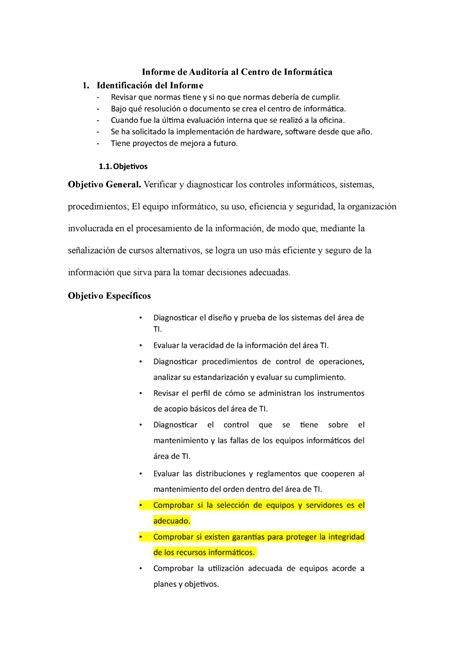 Informe de Auditoría v1 Informe de Auditoría al Centro de Informática