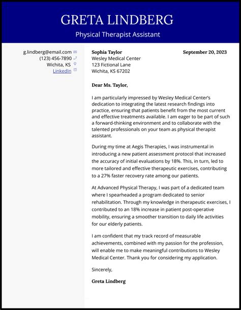 Physical Therapist Cover Letter Examples For