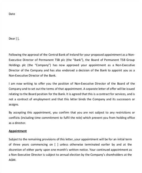 Director Appointment Letters 13 Free Samples Examples Format Download