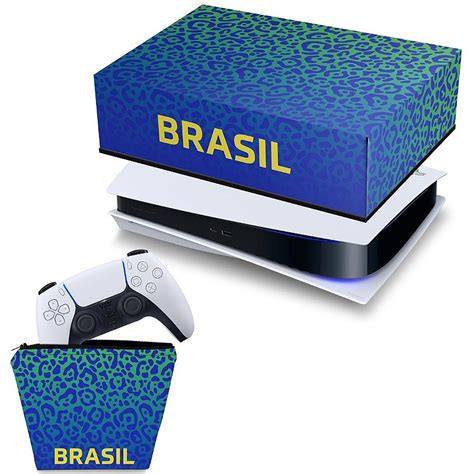 KIT PS5 Capa E Case Controle Brasil Pop Arte Skins