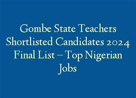 Gombe State Teachers Shortlisted Candidates Final List Top