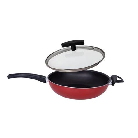 Frigideira Wok Teflon Antiaderente 26 Cm Tampa de Vidro 26 Cabo e Alça