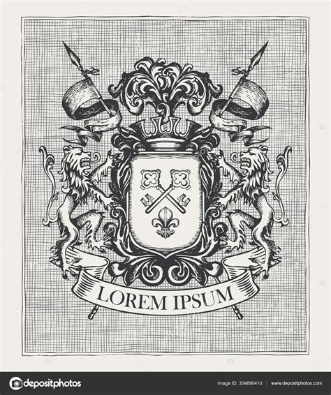 Medieval heraldic Coat of arms in vintage style Stock Vector by ...