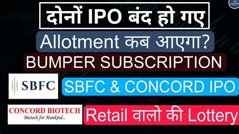 Concord Biotech Ipo Final Subscription Ll Allotment Status Ll Sbfc