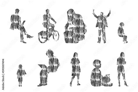 Vector Silhouettes Outline Silhouettes Of People Contour Drawing