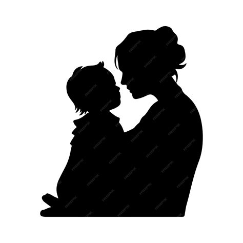 Silhuetas De Mae E Filho - Imagem de silhueta de mãe e filho | Vetor Premium