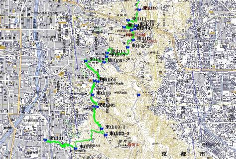 京都一周トレイル東山コース・南々部地図 ふーちゃんの京都デジカメウォーキング