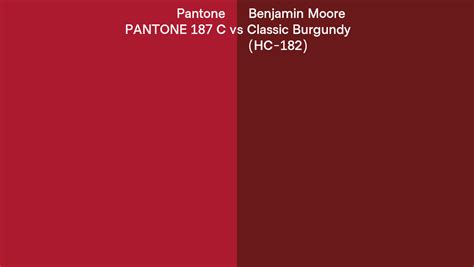 Pantone 187 C Vs Benjamin Moore Classic Burgundy HC 182 Side By Side