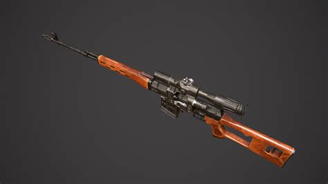 D Svd Dragunov Sniper Rifle Low Poly D Model Turbosquid