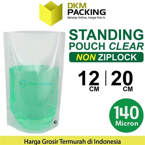 Jual Plastik Standing Pouch Bening 12x20cm NYLON NON ZIPLOCK