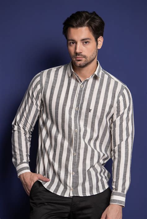 Camisa Social Masculina Listrada Manga Longa Tomy Mais Vendidas