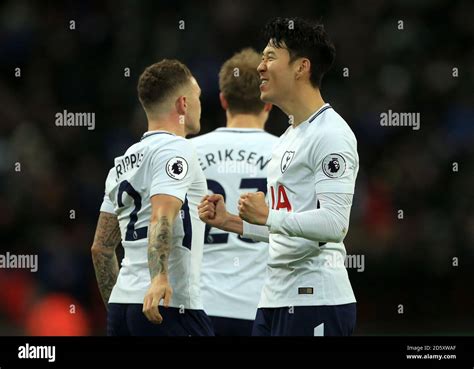 Tottenham Hotspurs Son Heung Min Celebrates Scoring His Sides Second