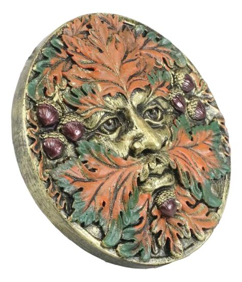 Ebros The Horned God Autumn Fall Season Round Greenman Wall Decor Plaq Ebros T