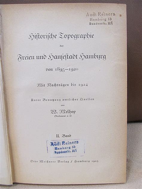 Historische Topographie Der Freien Und Hansestadt Hamburg Von