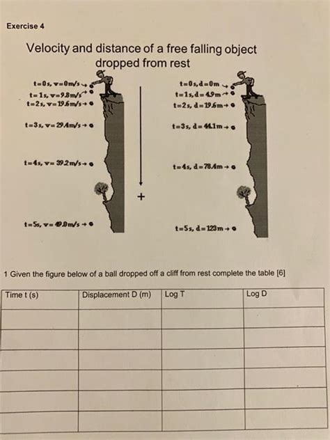 Solved Exercise 4 Velocity And Distance Of A Free Falling Chegg