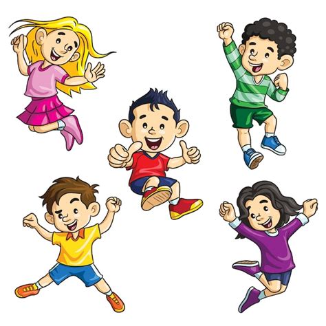 Jumping kids cartoon | Premium Vector