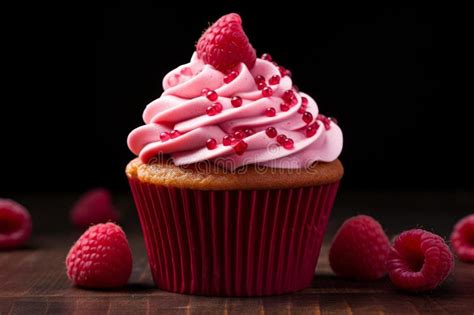 Raspberry Cupcake Generate Ai Stock Image Image Of Culinary Cupcake