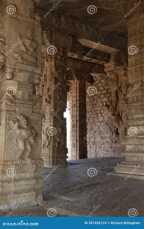 Ornate Sculpture On Columns Ranga Mantapa At Vittala Temple Hampi