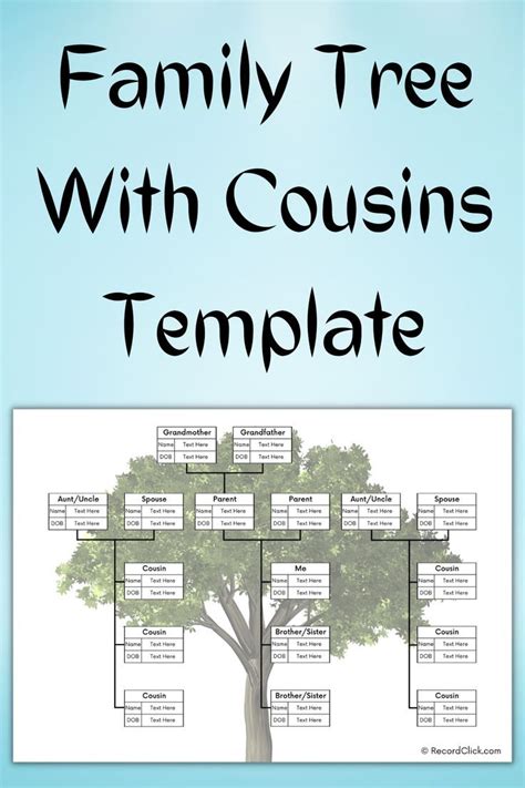 Family Tree With Cousins Template | Family tree cousins, Family tree ...