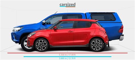 Dimensions Suzuki Swift 2017 Present Vs Toyota Hilux 2016 2020