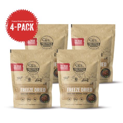 Original Freeze Dried Beef Steak 4 Pack Prepper Beef