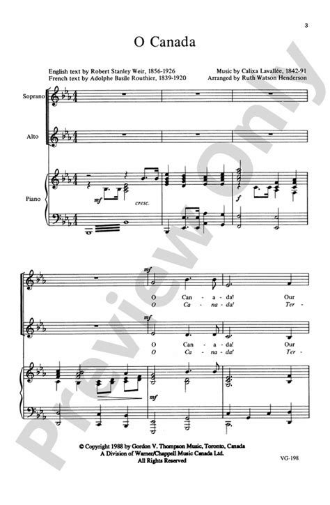 O Canada: Unison Choral Octavo - Digital Sheet Music Download