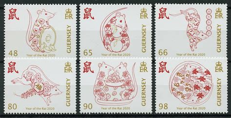 Guernsey Year Of Rat 2020 Stamps MNH Chinese Lunar New Year 6v Set