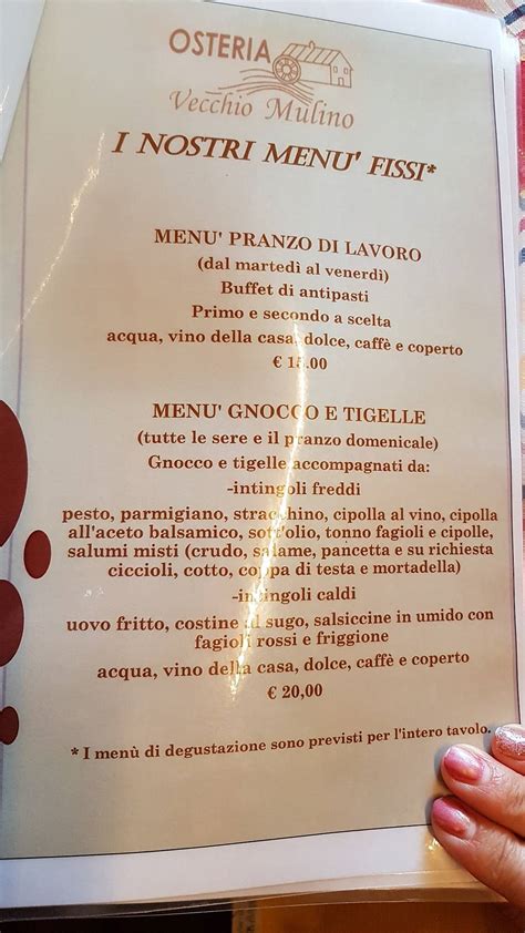 Menu At Osteria Vecchio Mulino Restaurant Castelfranco Emilia Via Per