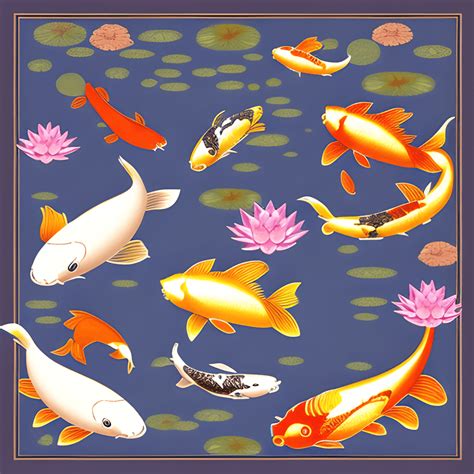 Lullaby Dreamland Koi Fisch Japanische Lotusblume Skizze Mond