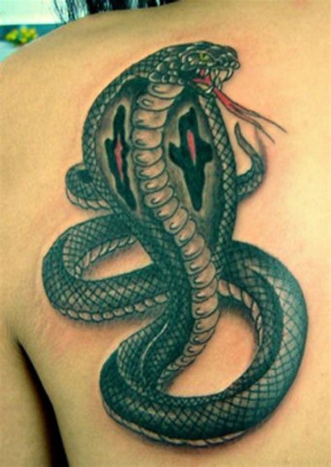 Realistic green cobra snake tattoo on shoulder - Tattooimages.biz