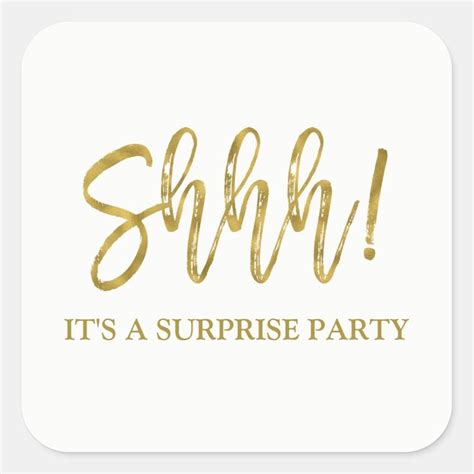 Shhh Surprise Birthday Party Birthday Square Sticker Zazzle