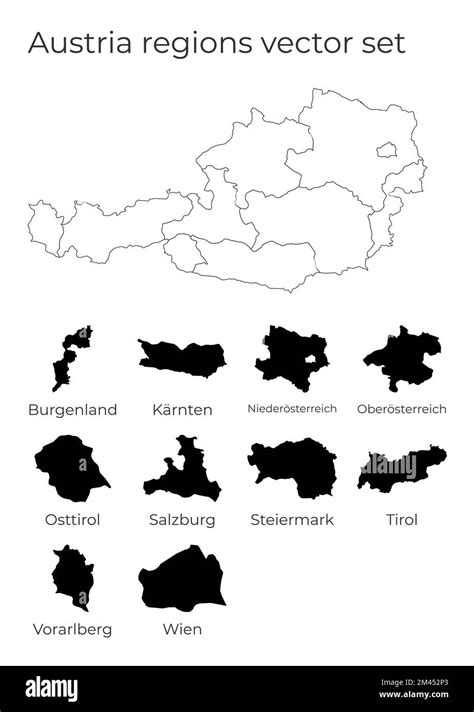 Karte Österreich mit Formen von Regionen Leere Vektorkarte des Landes