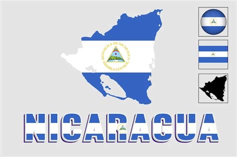 Premium Vector Nicaragua Flag And Map In A Vector Graphic