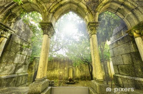 Wall Mural Ancient Gothic Arches In The Myst Fantasy Landscape In