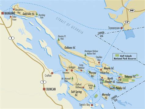 Gulf islands map - Map of gulf islands bc canada (British Columbia ...